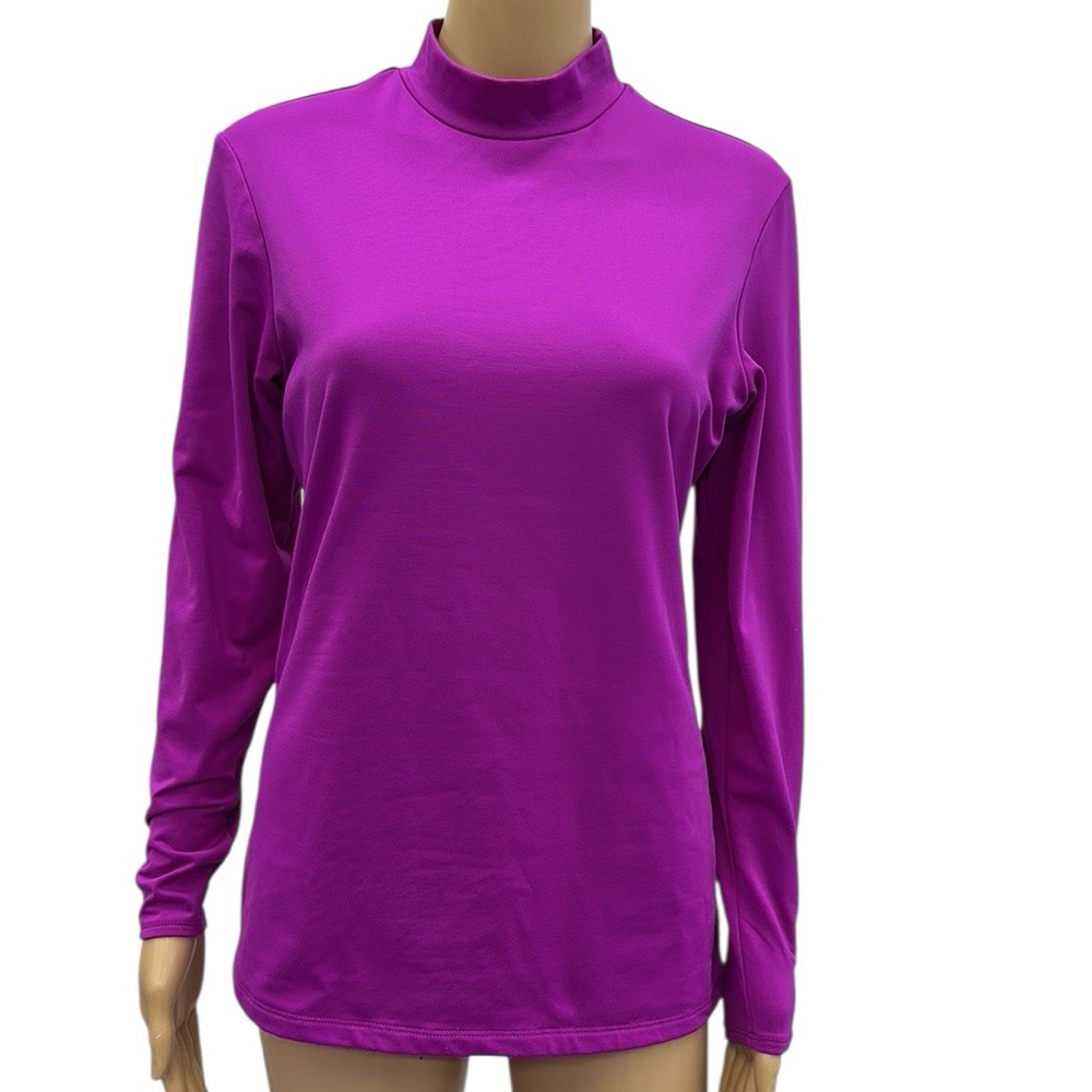 Champion Athletic Fitted Fuchsia Long Sleeve Fleece Lined Mock Neck Shirt XL